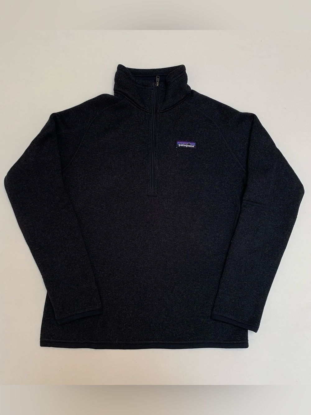 Patagonia Better Sweater 1/4 Zip Black Fleece Pullover Logo Sz S Gorpcore Hike